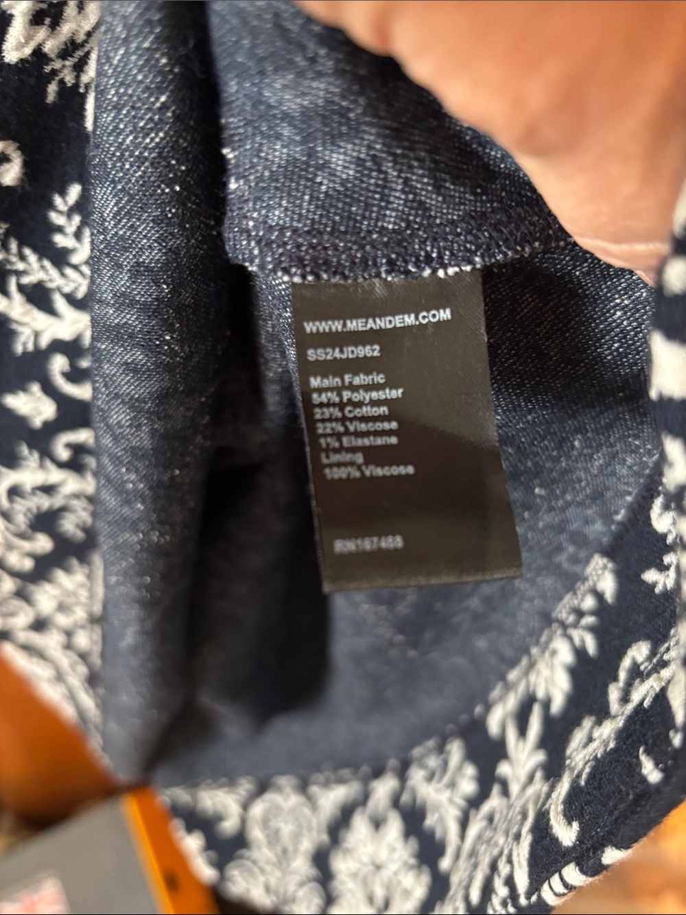ME+EM Navy and White Damask Midi Dress - Picture 7 of 8